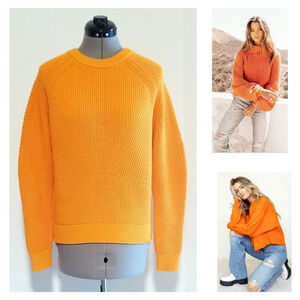 BANANA REPUBLIC "season fave" pumpkin-orange ribbed thick-knit sweater $145 s